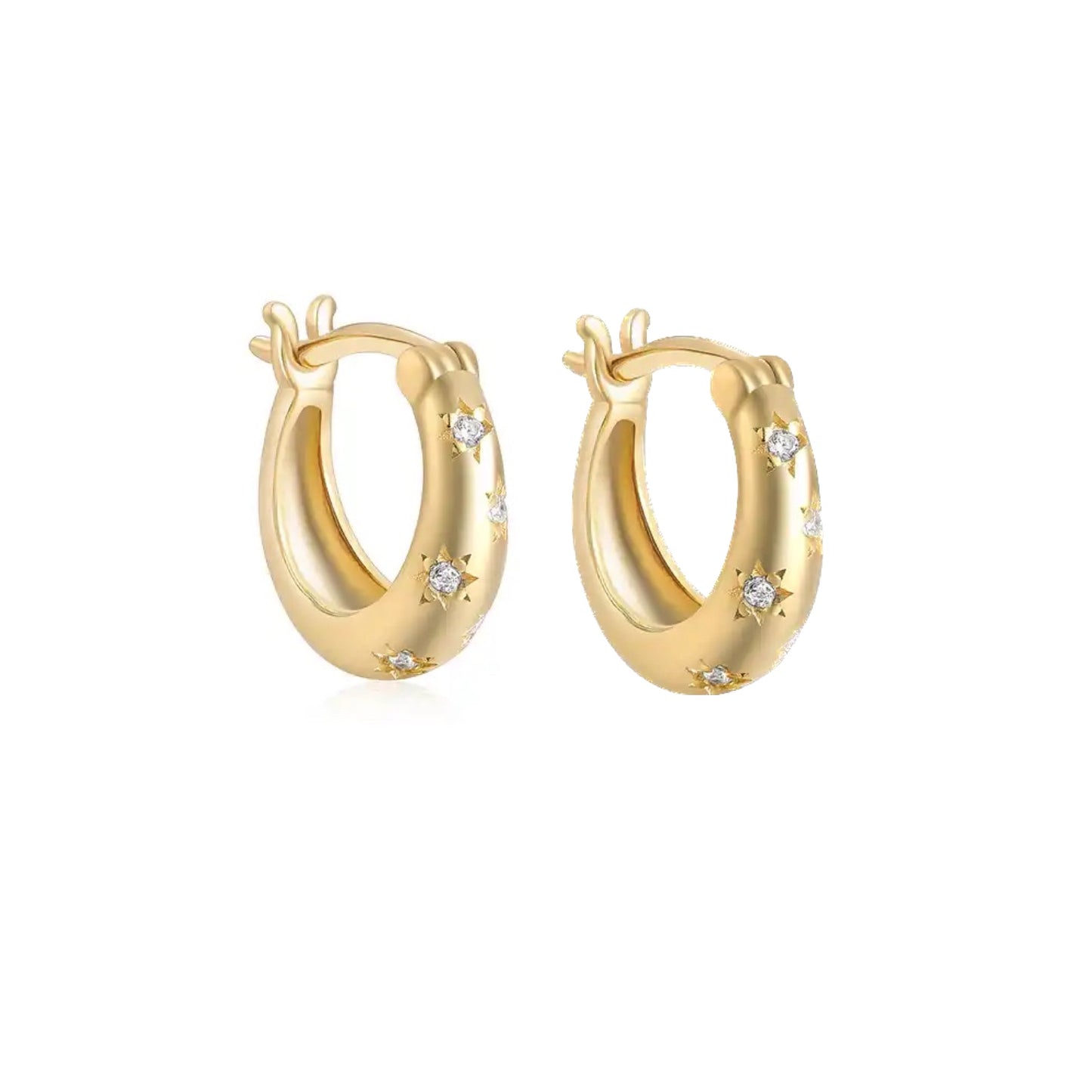 Gold Mini Dome Cosmic Huggie Earrings