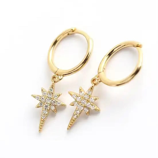 Gold Starburst Hoops