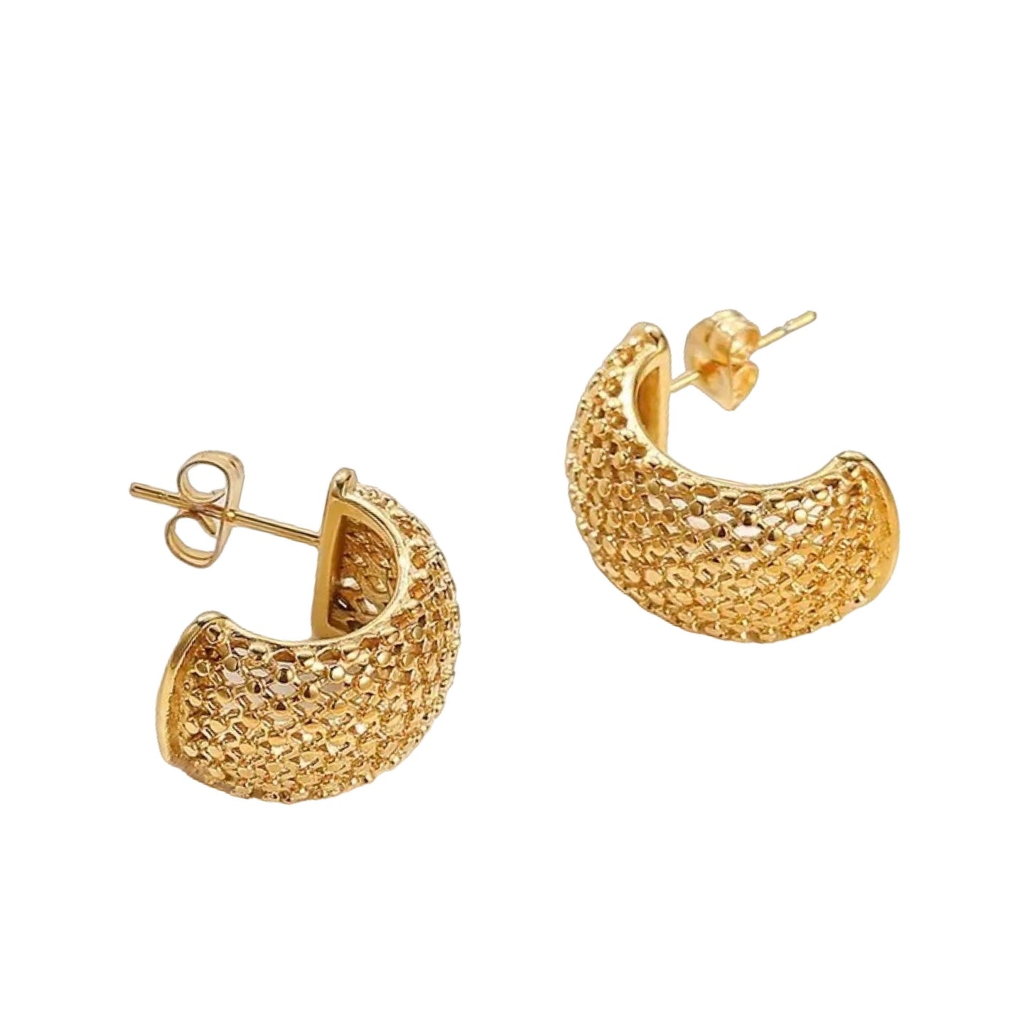 Gold Woven Mesh Hoop earrings