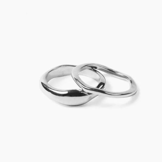 Silver Irregular Wave Stacking Rings