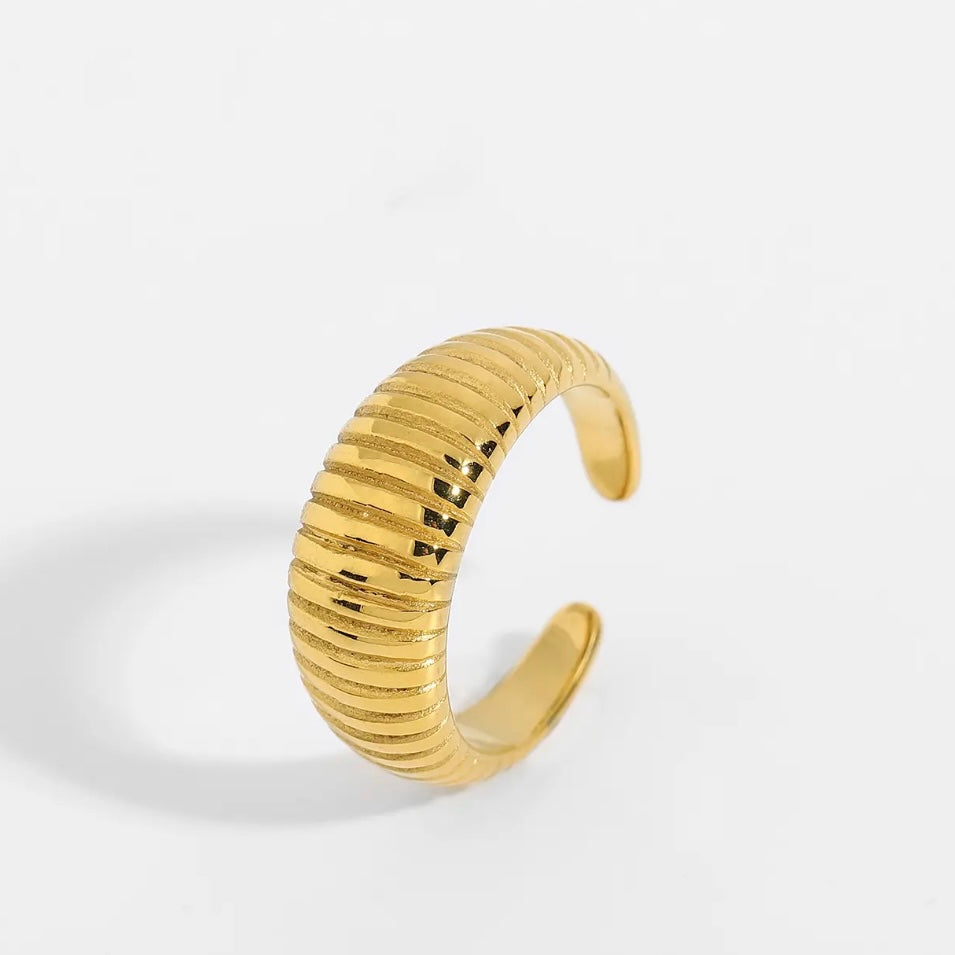 Ribbed Dome Open Band Ring