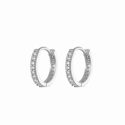 Silver Medium Pavé Hoops