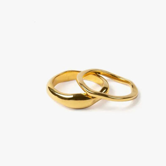 Gold Irregular Wave Stacking Rings