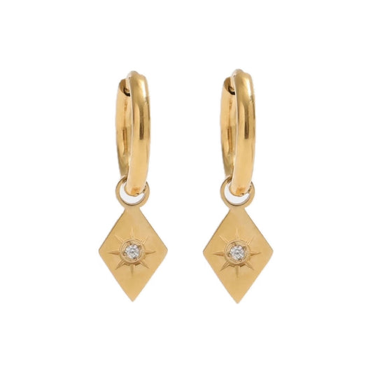 Rhombus Charm Hoop Earrings