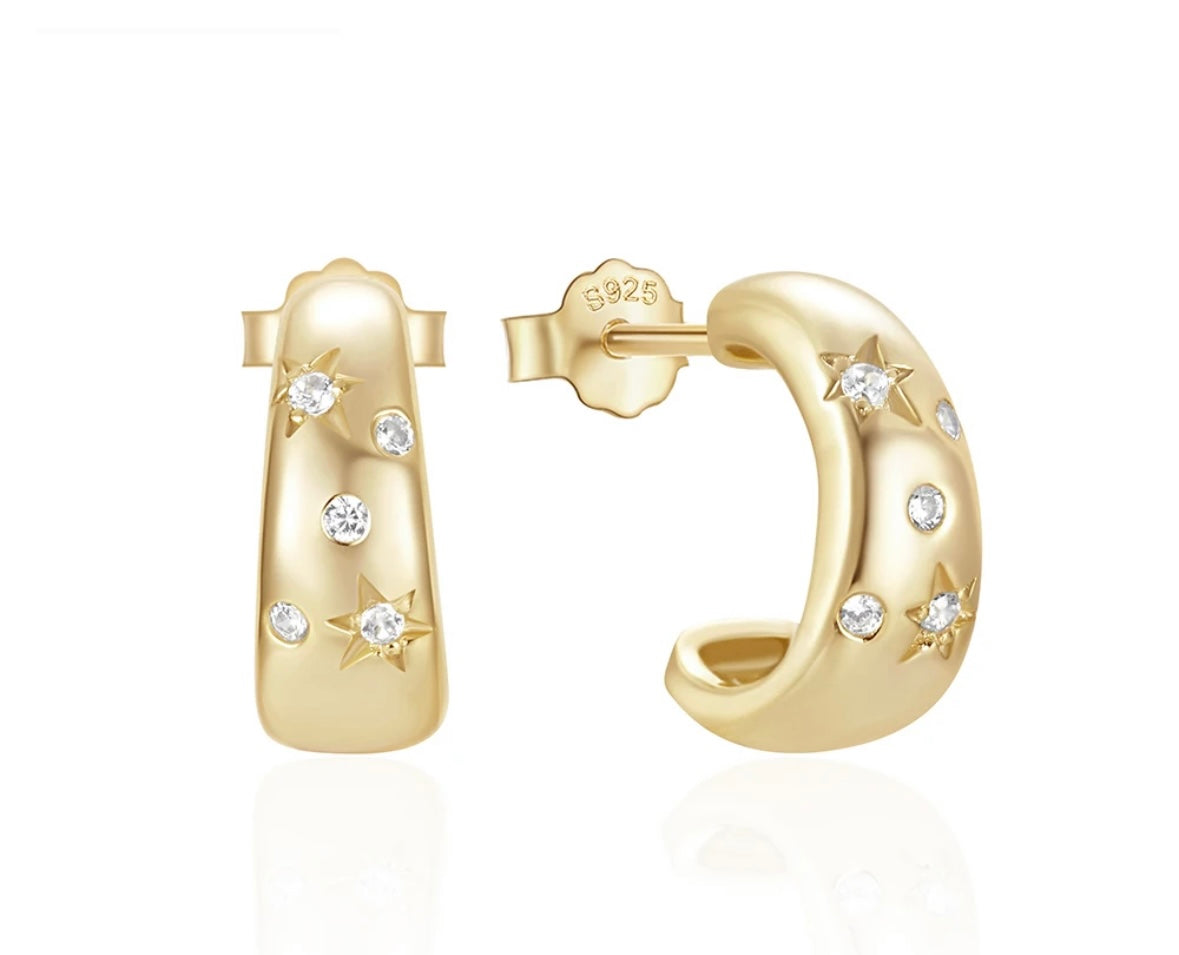 Estelle Gold Star C shape earrings