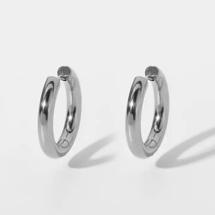 Silver Bold Medium Hoops