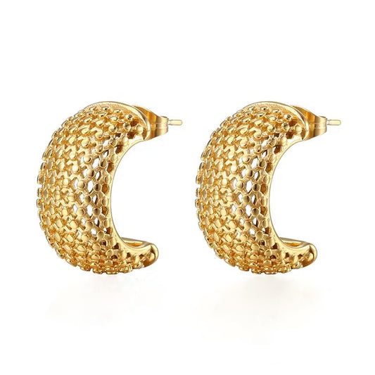 Gold Woven Mesh Hoop earrings