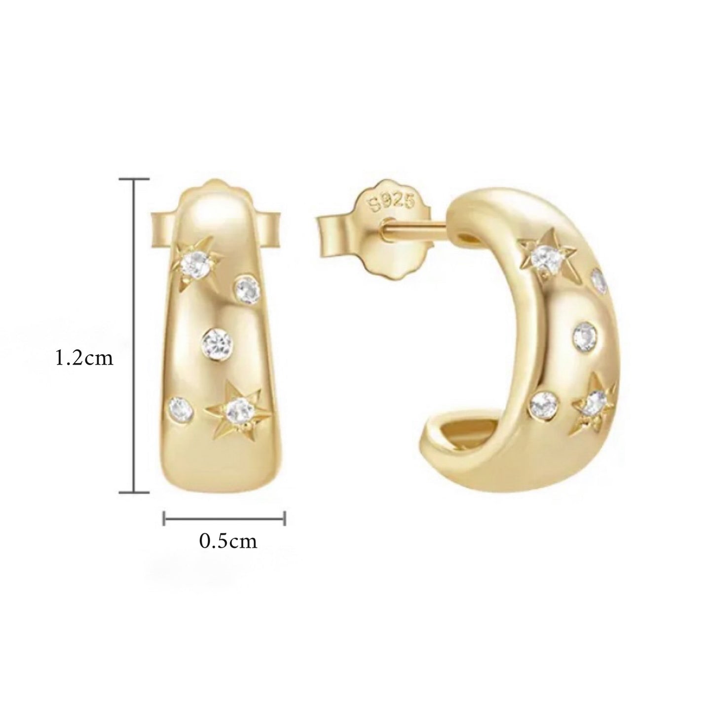 Estelle Gold Star C shape earrings