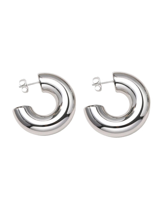 Silver Chubby C Hoop Earrings