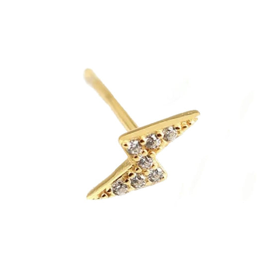 Single Gold Lightning Bolt Stud