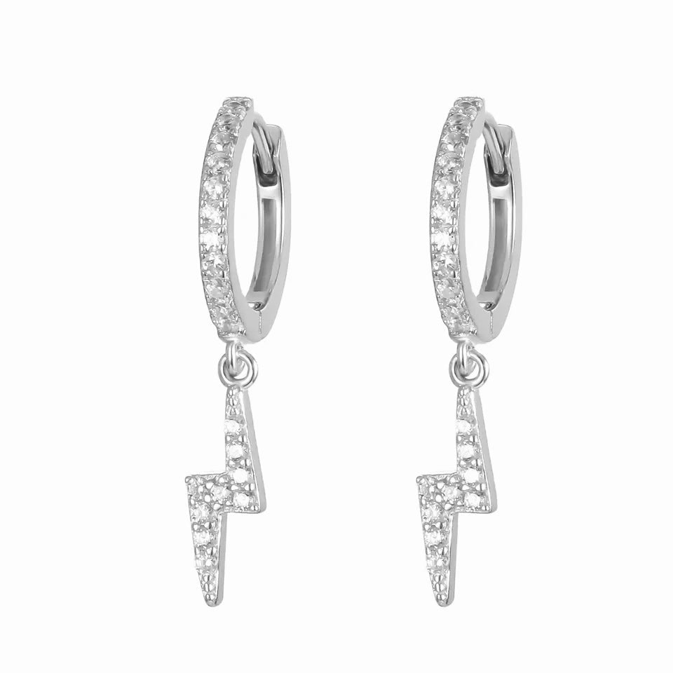 Silver Storm Pavé Huggie Hoop Earrings