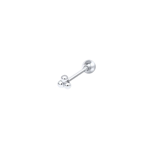 Silver Ivy Trio Cluster Single Barbell Earring