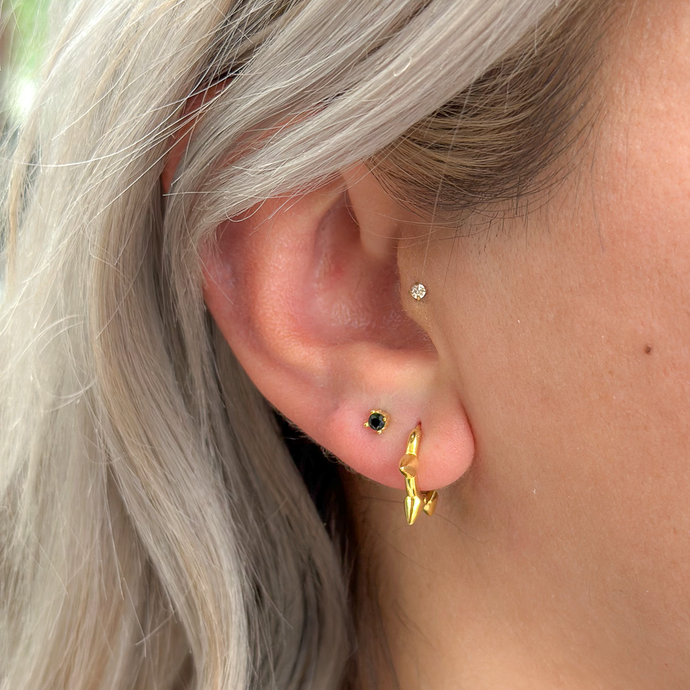 Gold Sophia Single Three Spike Hoop Earring